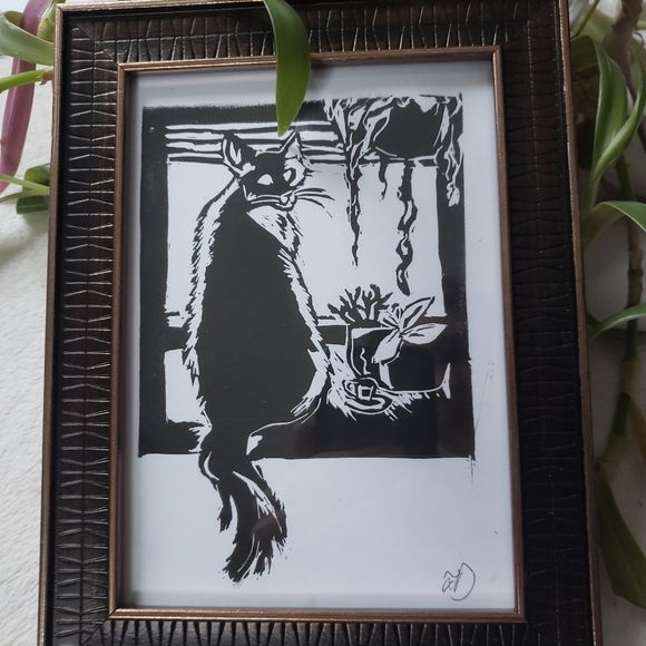 Upcycled Shirt with Cat Print - Picture 3 of 5